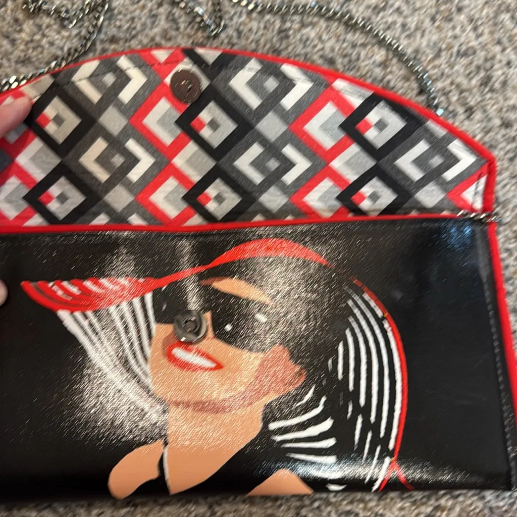 Kent Stetson Artisan Clutch High Fashion Lady With Hat/Sunglasses Black - Image 4