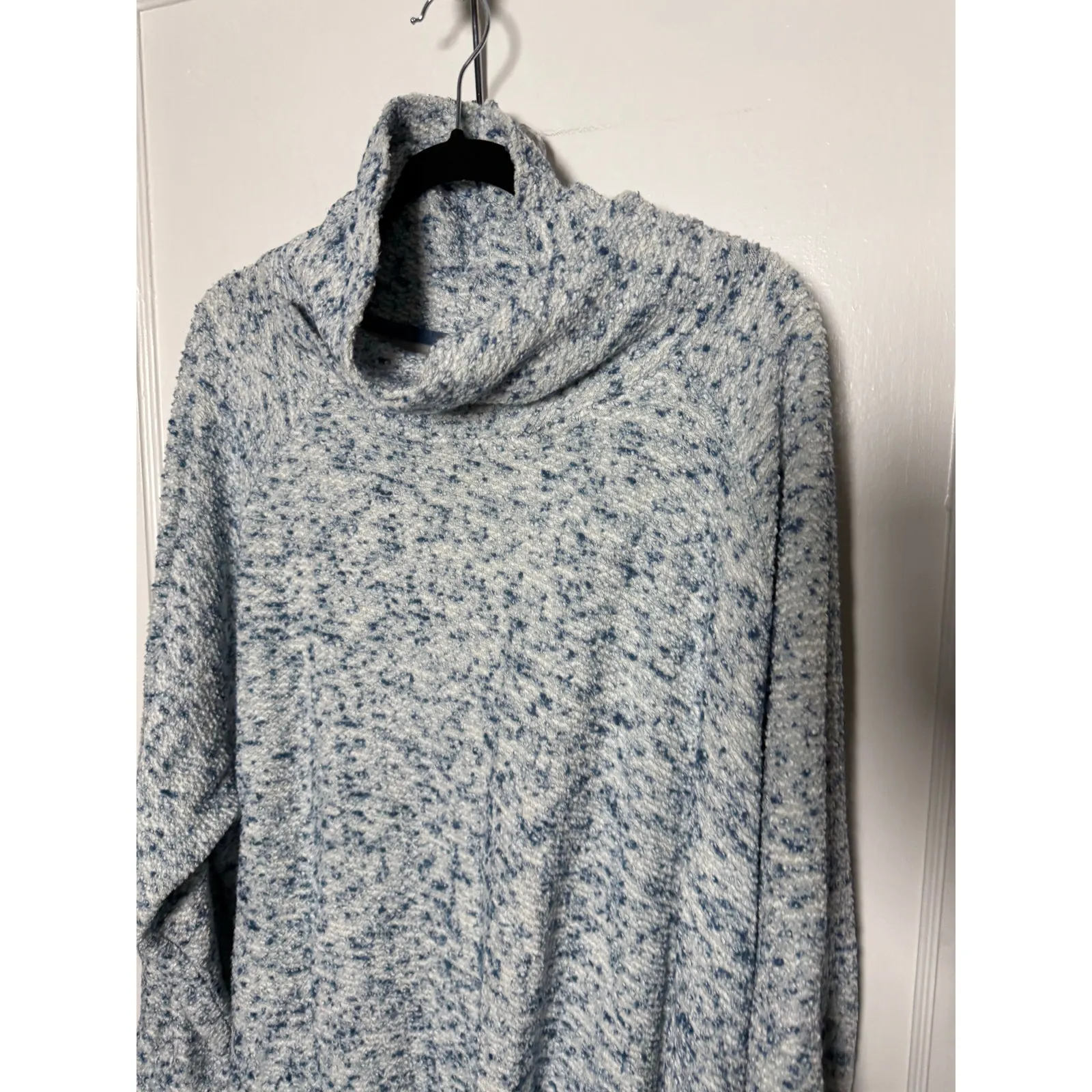 Free People BFF Cowl Neck Blue Knit Oversized Chunky Flowy Sweater Women's XS/S - Image 3