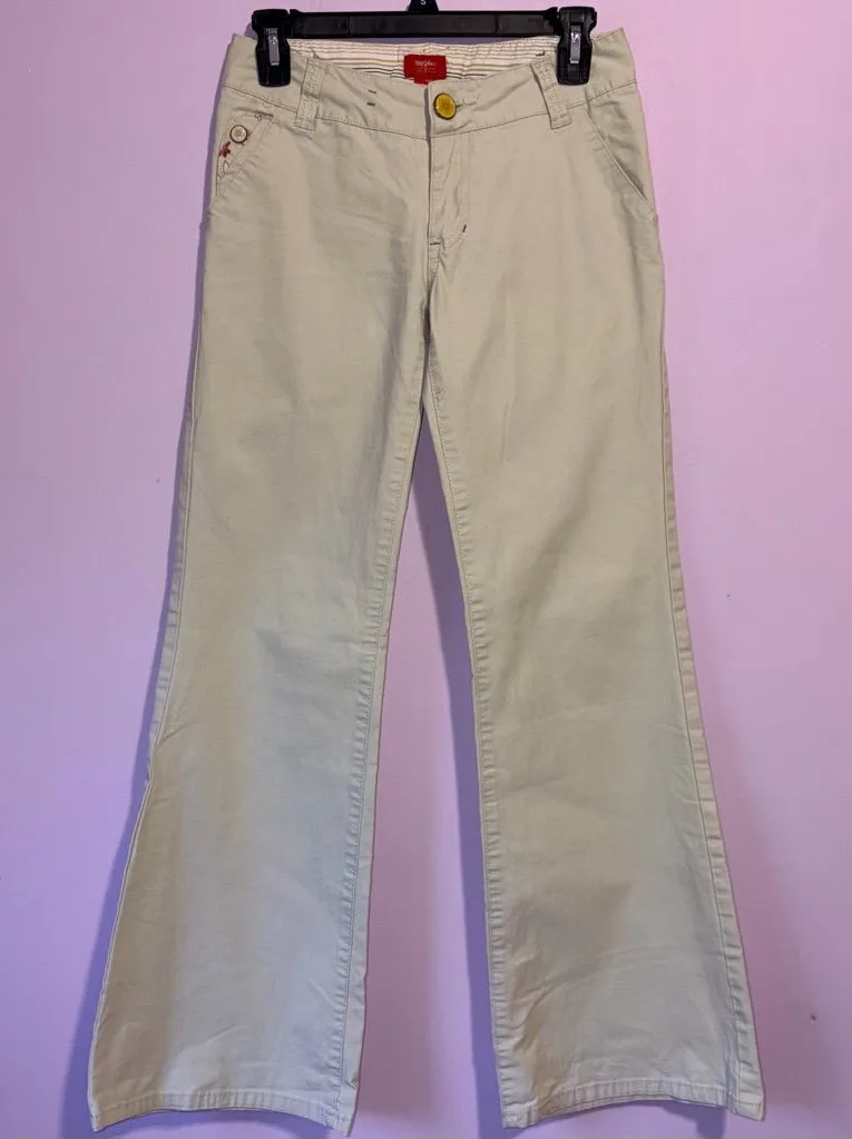 Vintage Y2K Mossimo Low Rise Flare Pants Sz 1 Utility Academia School Office Tan - Image 1