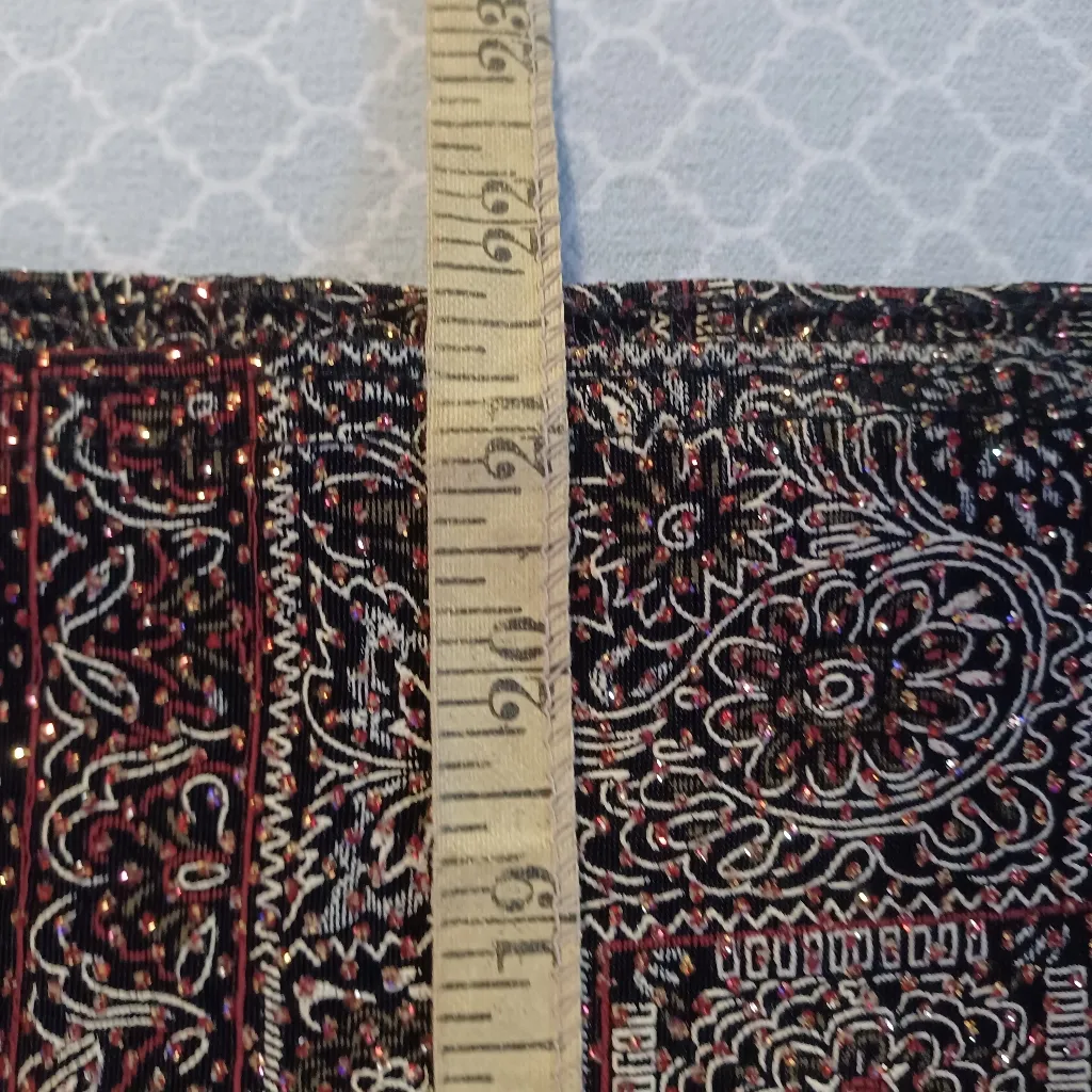 Onyx Nite  Open Front Cardigan/Shell, Size L, Sparkly Red Gold metallic - Image 10