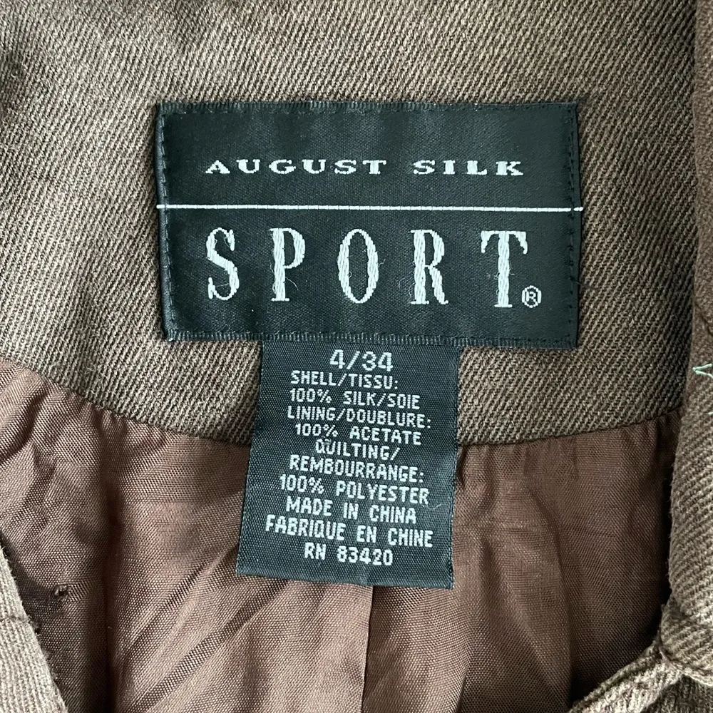 August Silk Sport Brown Quilted Cropped Jacket Silk Size 4 - Image 6