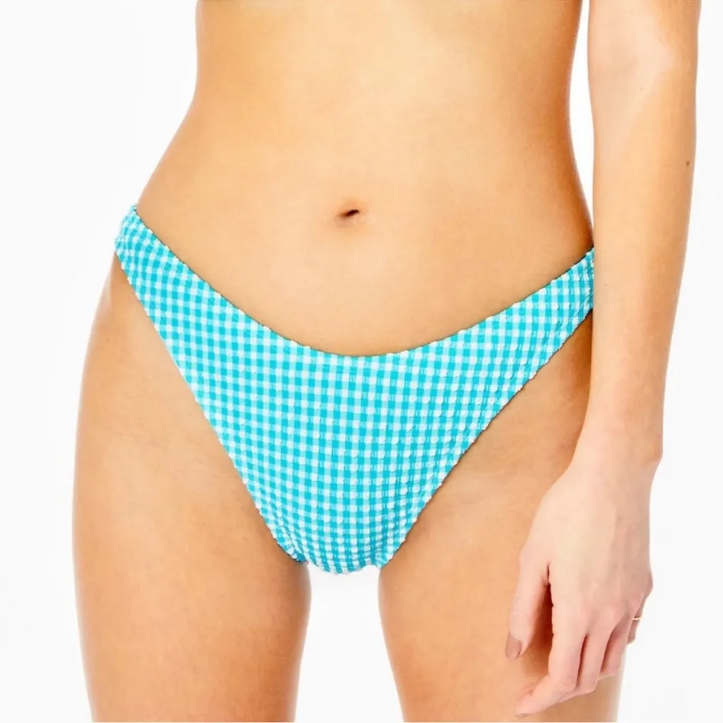 Lilly Pulitzer Blue White NWOT Women’s‎ Aelin Crinkle Gingham Bikini Bottom Sz 2 - Image 9