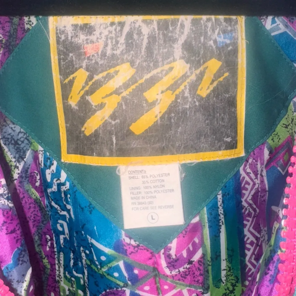 Vintage IZZA Byer California Teal & Pink Jacket women's Size L Blue Size L - Image 2