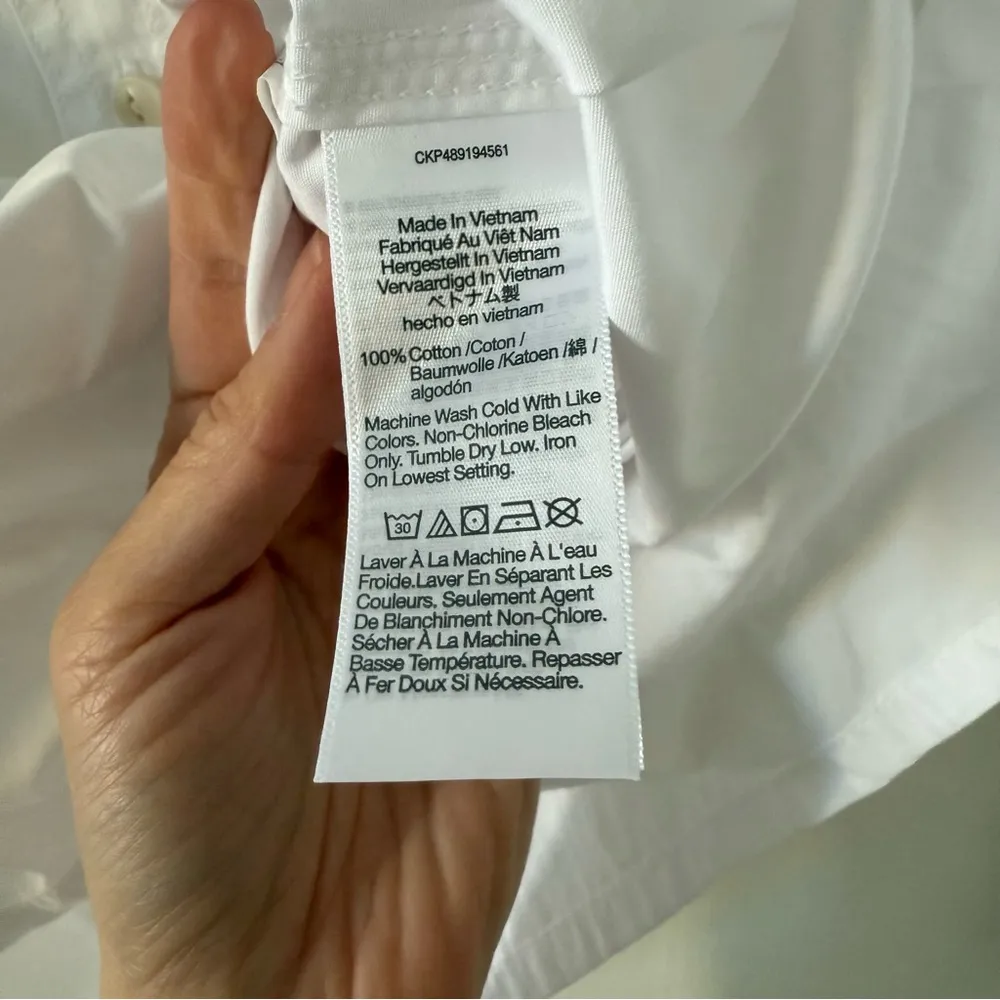 Denim Button-Up Shirt in Eyelet White: Garment-Dyed Edition Medium NWT - Image 9