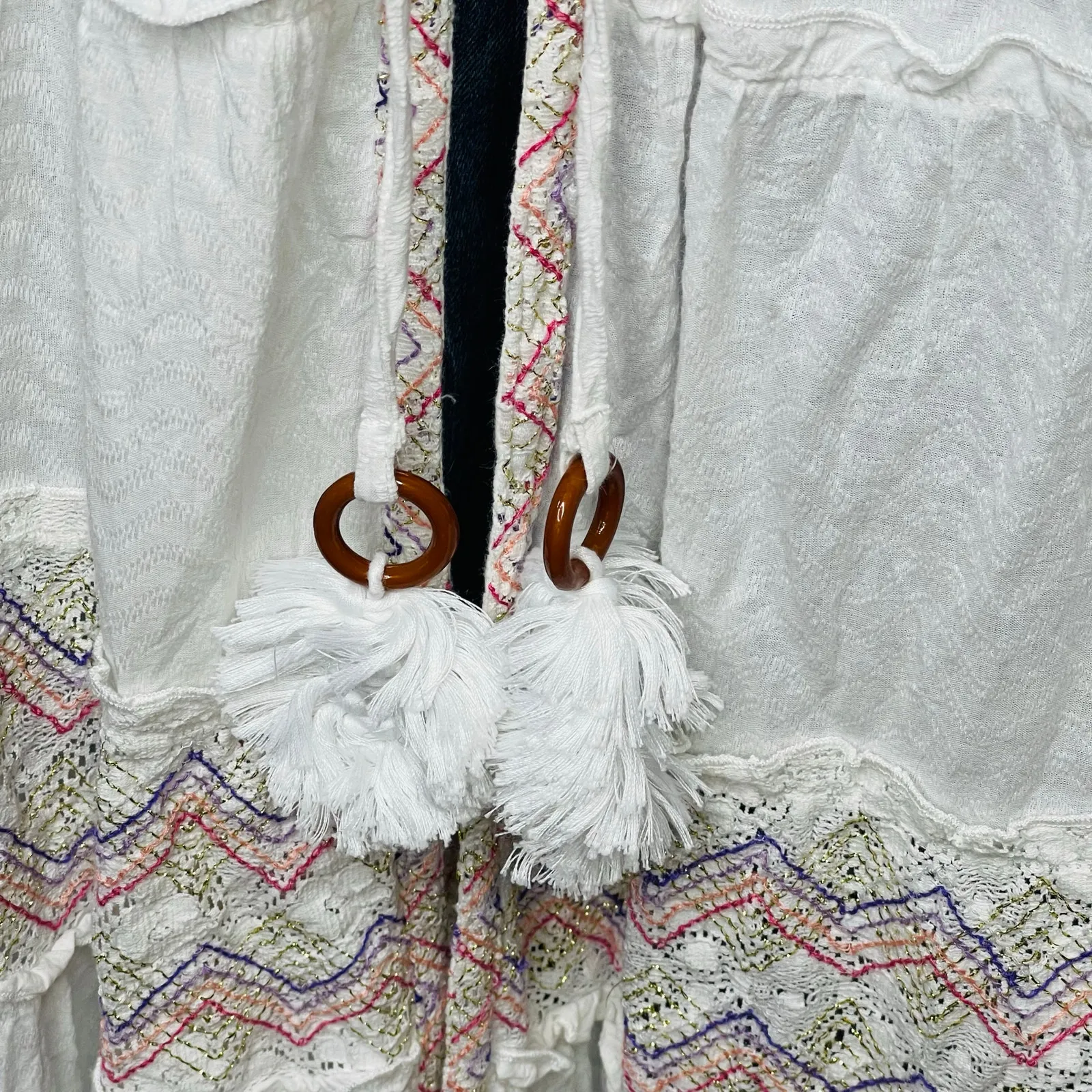 Ramy Brook Paloma Chevron Coverup dress Long embroidered white - Image 9