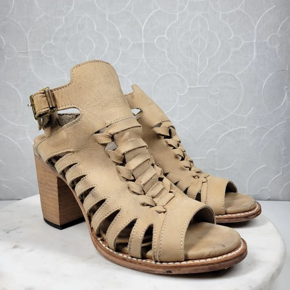 Freebird by Steven Bongo Sandals Womens 10 Taupe Leather Suede Gladiator Strappy - Image 2