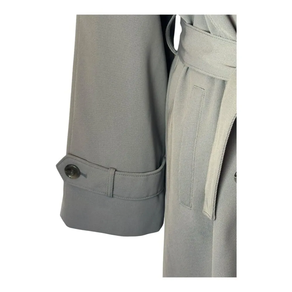 Talbots Coat Women 10 Gray Double Breasted Belted Trench Jacket Outerwear Preppy - Image 6