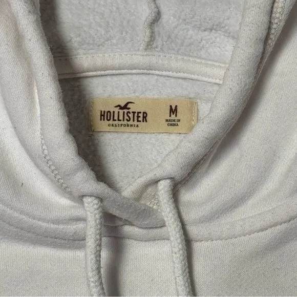 Y2K Hollister White and Pink Spellout Hoodie Collegiate Academia Coastal Comfy M - Image 6