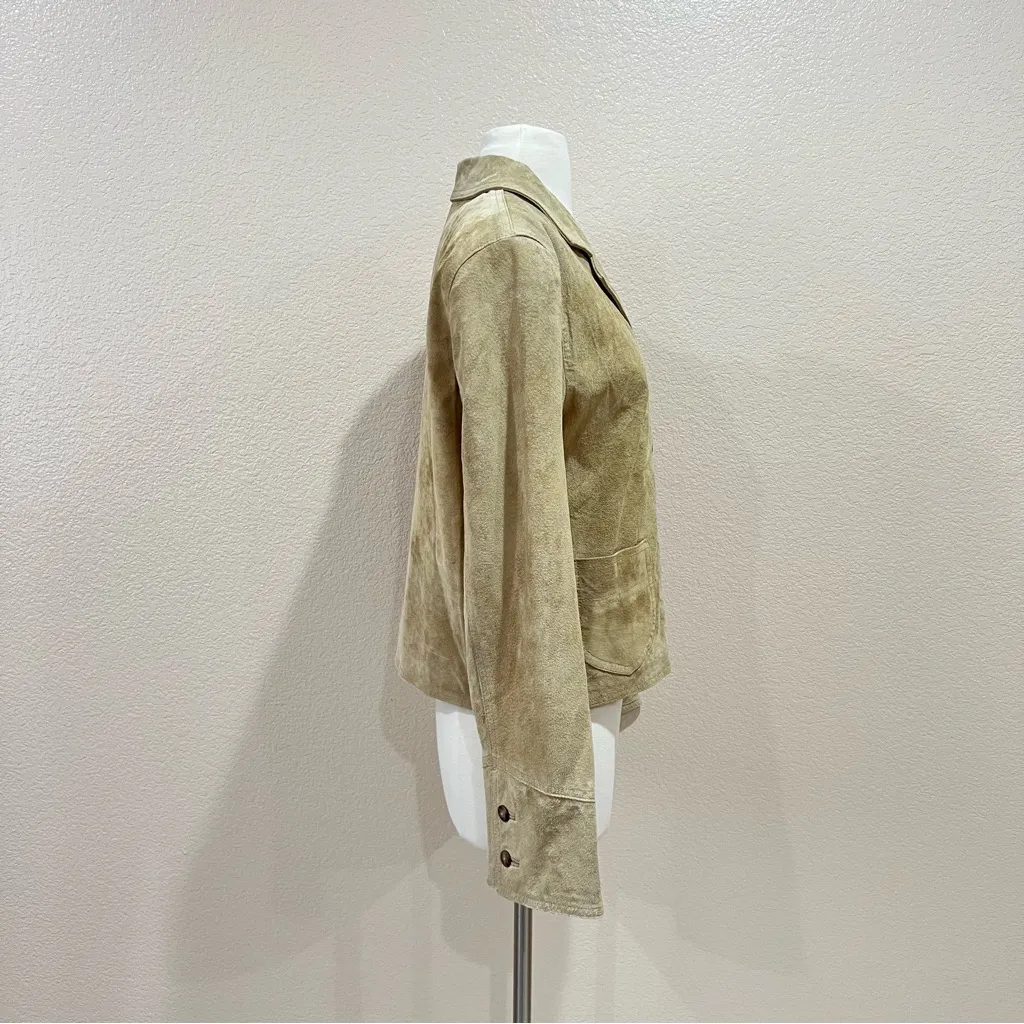 Sarah Chapman Tan Suede Leather Blazer Size 10 - Image 5