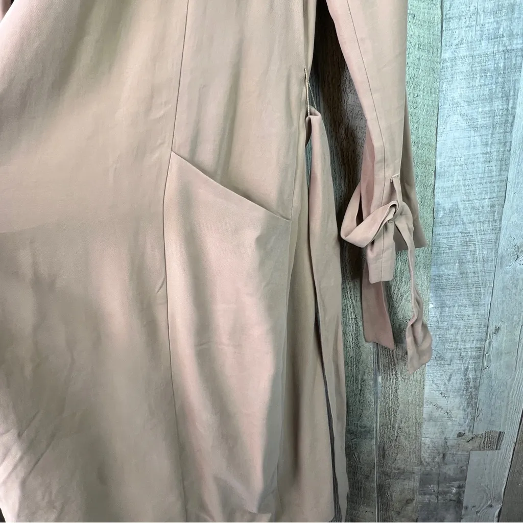 Express Size Small Tan Long Sleeve Toe Coatigan with Pockets - Image 3