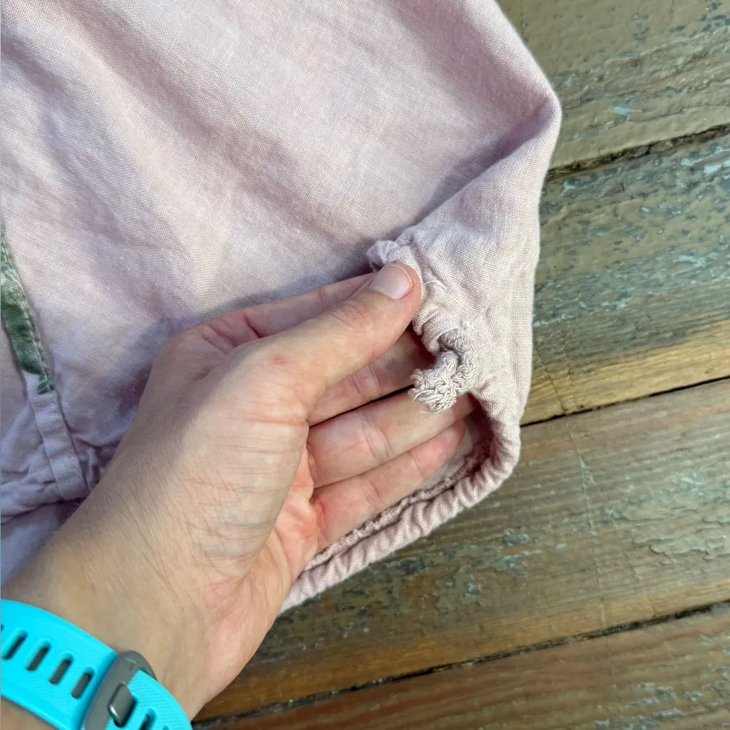 100% Lin Blanc Linen Maxi Dress w Floral Embellishment ~ Size 46 (US 10) 💛🍄 Pink - Image 6