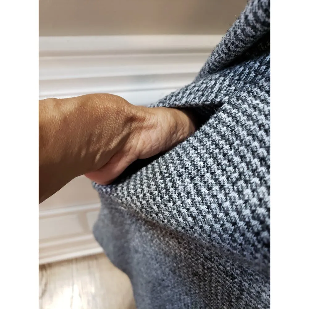 AGB Sweater Dress Women's Medium Black Gray Checked Knit Long Sleeve Cowl Neck - Image 12