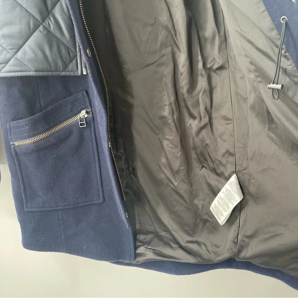 JOIE Coat Small Hetal Coat Winter Faux Fur Wool Blend Removable Vest Navy NWT - Image 11