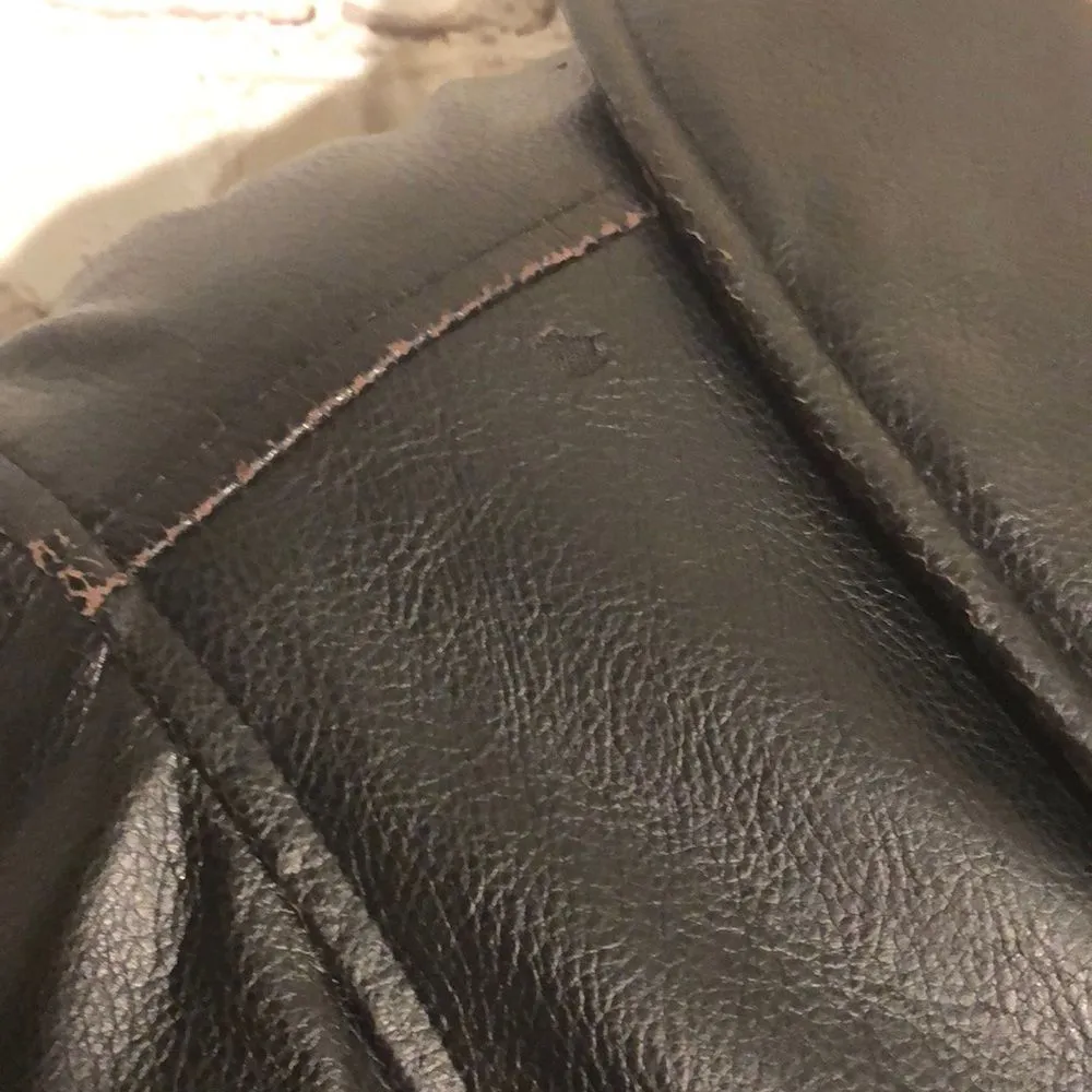 Vintage 1990s Y2K Andy Johns Faux Leather Black Bomber Jacket Medium Runs Small Size undefined - Image 4