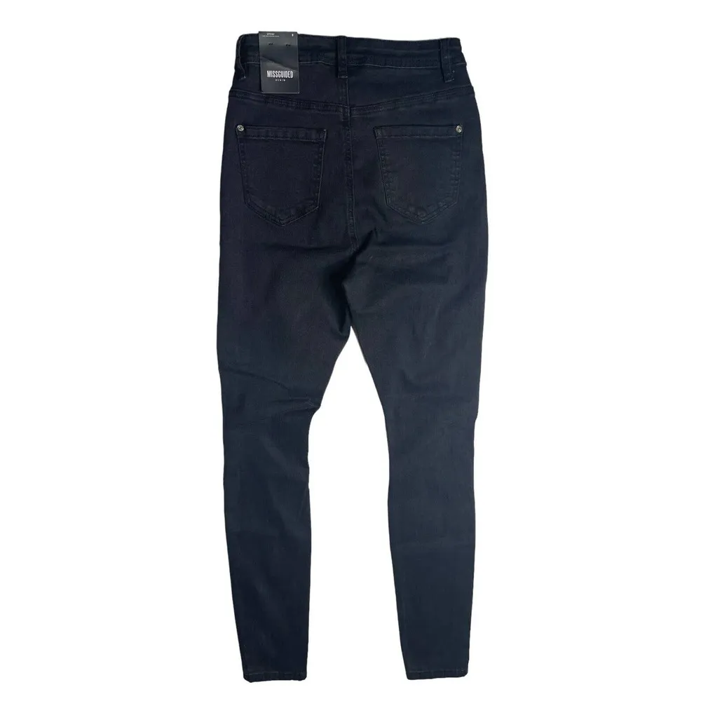 NEW Missguided Sinner Womens High Waist Skinny Black Distressed Jeans Size 4 - Image 9