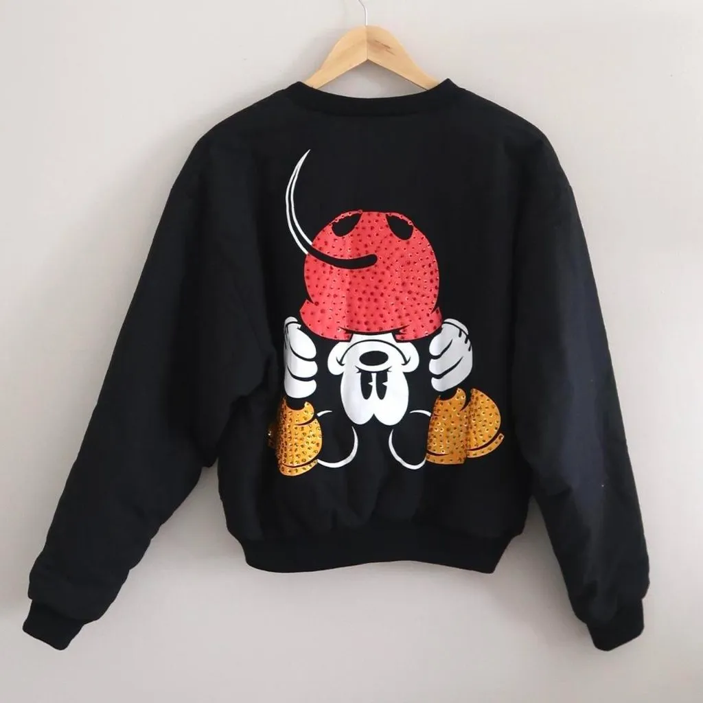 Vintage 90s Mickey & Co Disney “Bottoms Up” Sequin Bomber Jacket - Image 2
