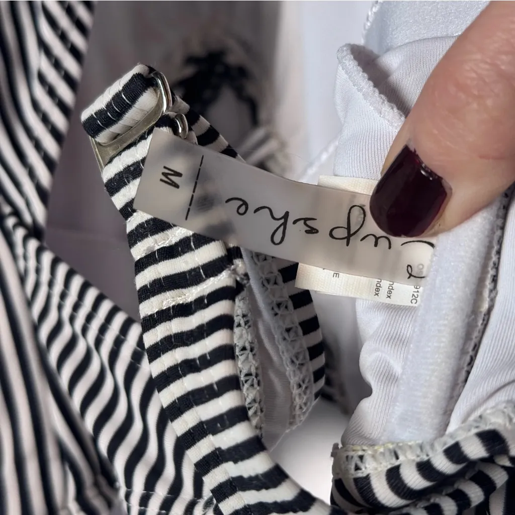 Cupshe Wish You Well Lace One-piece Swimsuit Black & White Stripes Size Medium - Image 10