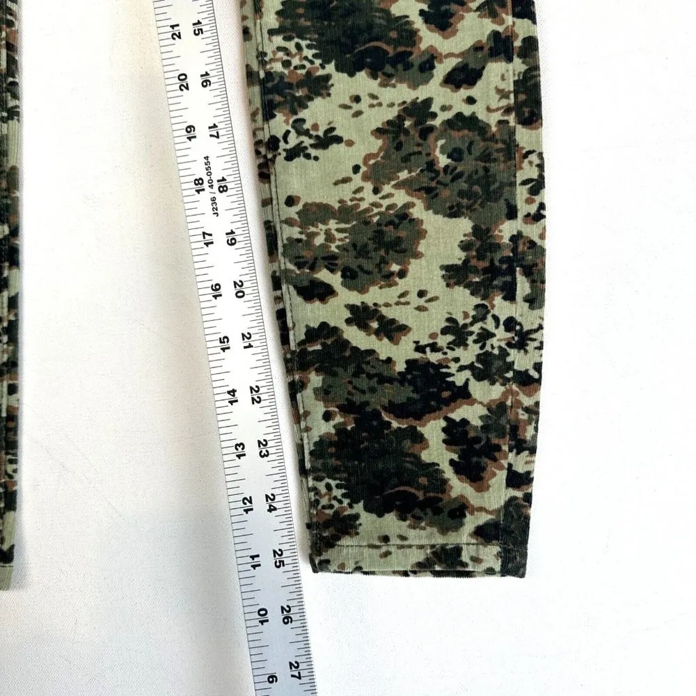 Anthropologie Pilcro 26 Stretch High Rise Cord Pants Floral Camo Button Fly New - Image 2