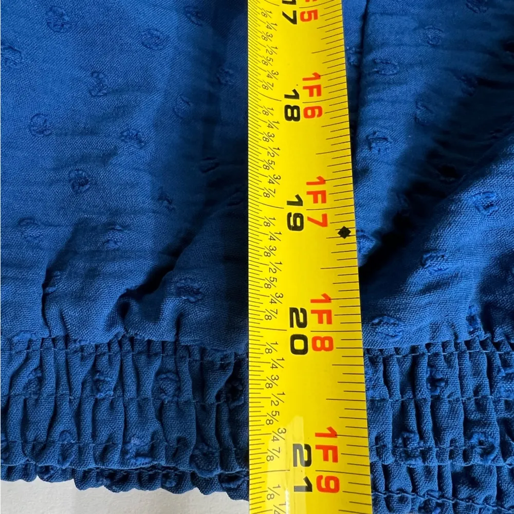 Lane Bryant royal blue long sleeve 16 Swiss dot v-neck top popover cutout detail - Image 8