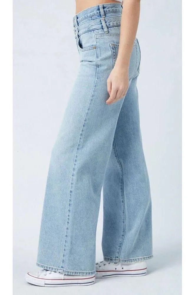 Pacsun Eco Medium Indigo Double Waistband Mid Rise Baggy Jeans Size 26 - Image 3