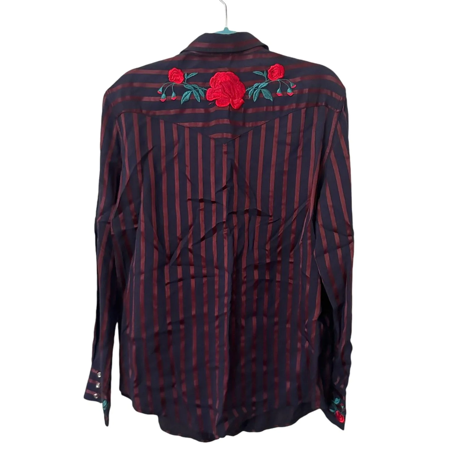 ADAM SELMAN Cowgirl Striped‎ Embroidered Button Down Sz8 - Image 6