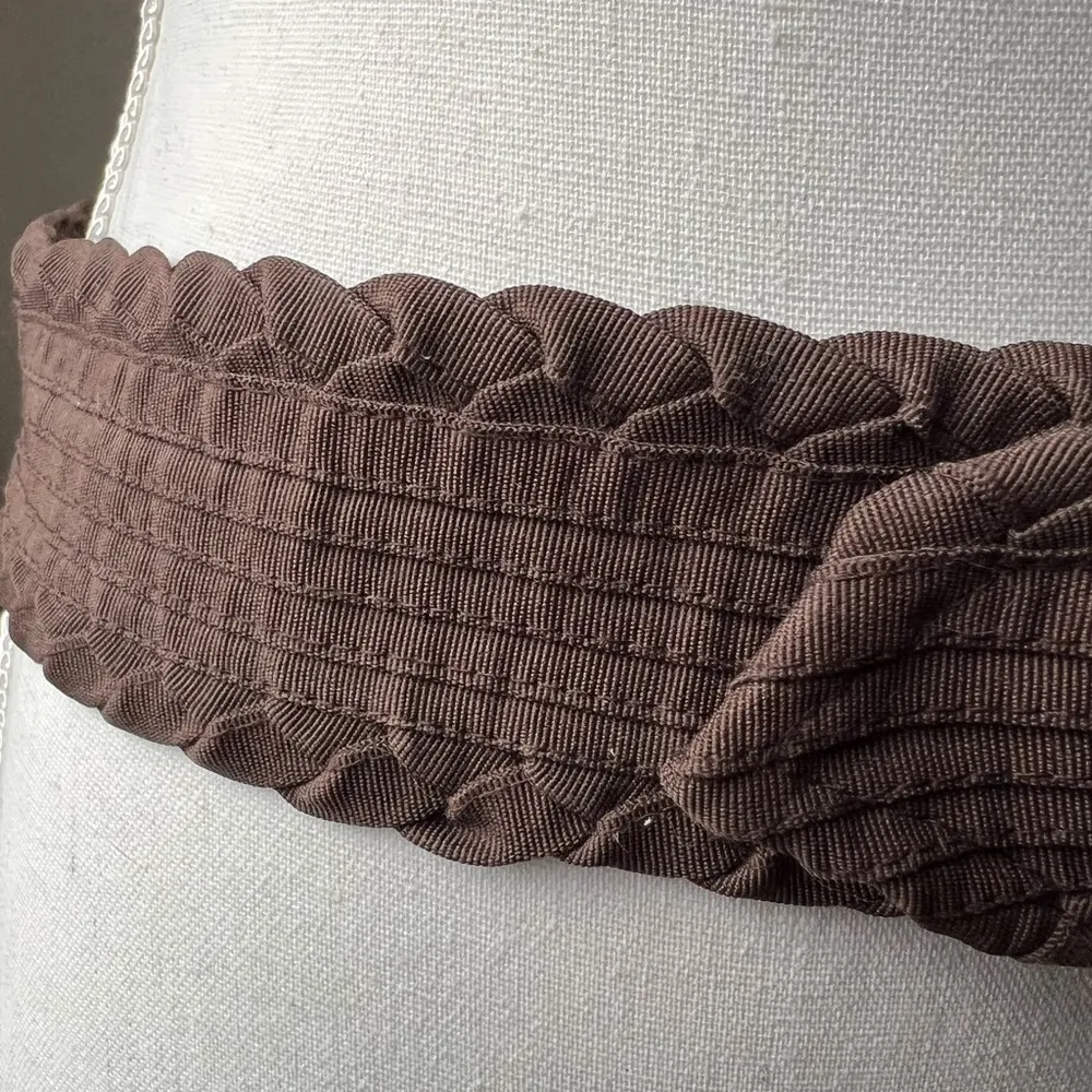Brown Textured Vintage brown crinkle belt. 32 inches 2 inch wide - Image 5