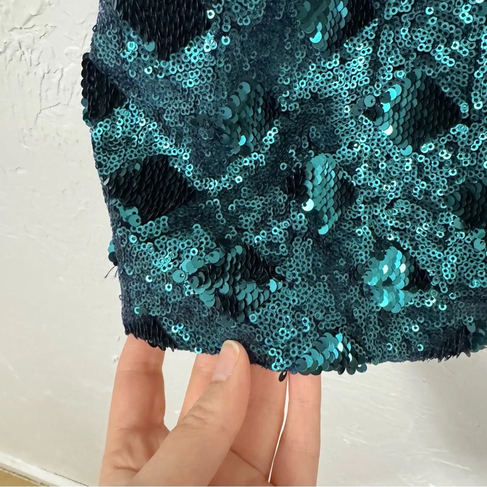 Zara Green Sequined Ruffled Sleeve Mini Dress Blogger Favorite XS Glam Party - Image 9