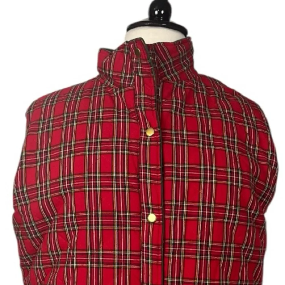 Glizy Quilted Vest Snap Front Reversible Green Red Plaid Women’s Size 2XL - Image 10