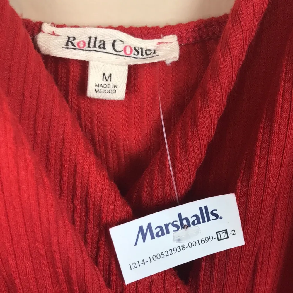 NWT Rolla Coster Women’s Red Ribbed Faux Wrap Tie Ankle Cuff Tank Jumpsuit - Image 9