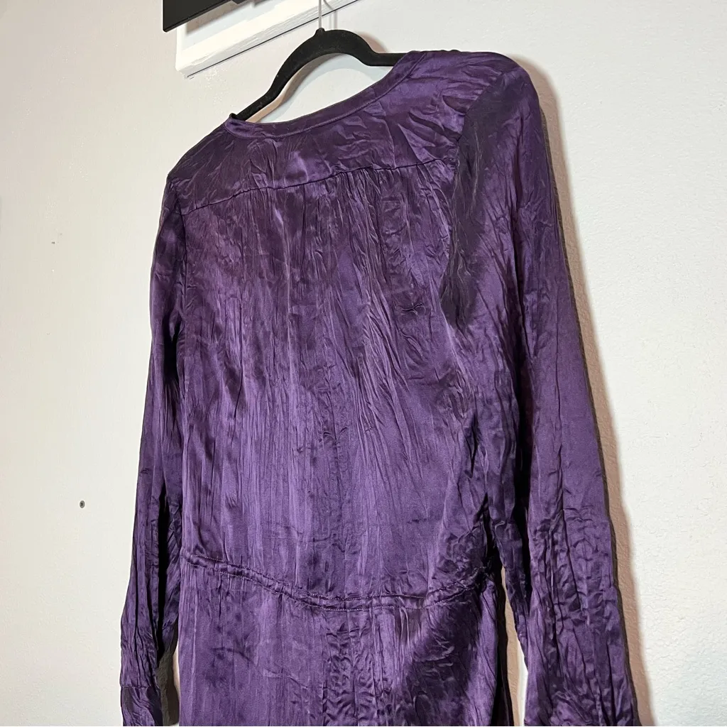 Calypso St. Barth Silk Blend Long Sleeve Purple Eggplant Mini Dress Size XS - Image 8