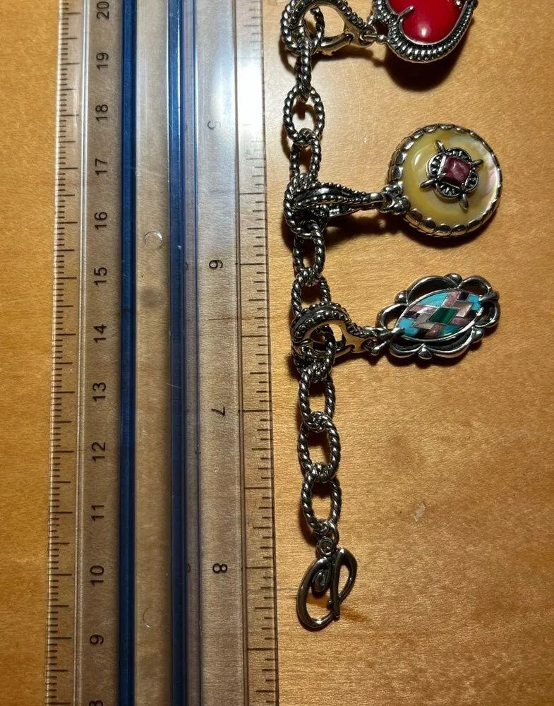 Carolyn Pollack 925 Sterling Bracelet 5 Bejeweled Enhancer Charms Silver - Image 16