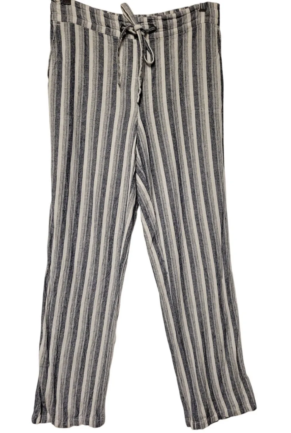 Striped Linen Blend Pants Womens Coastal Grandma Resort Beachy Pull On Size M - Image 1
