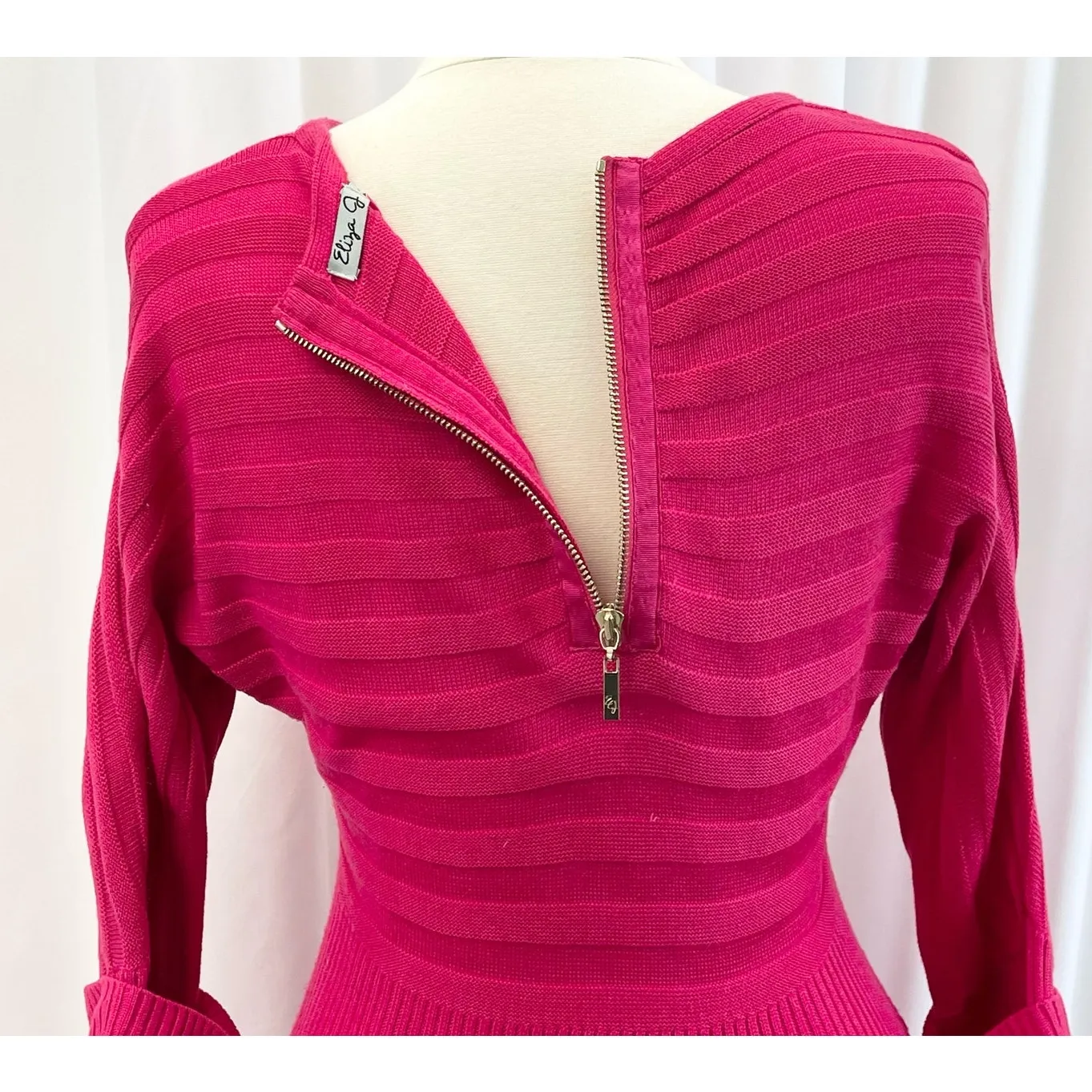 Eliza‎ J Sweater Dress Womens Medium Ribbed Dopamine Preppy Minimalist Girly - Image 5