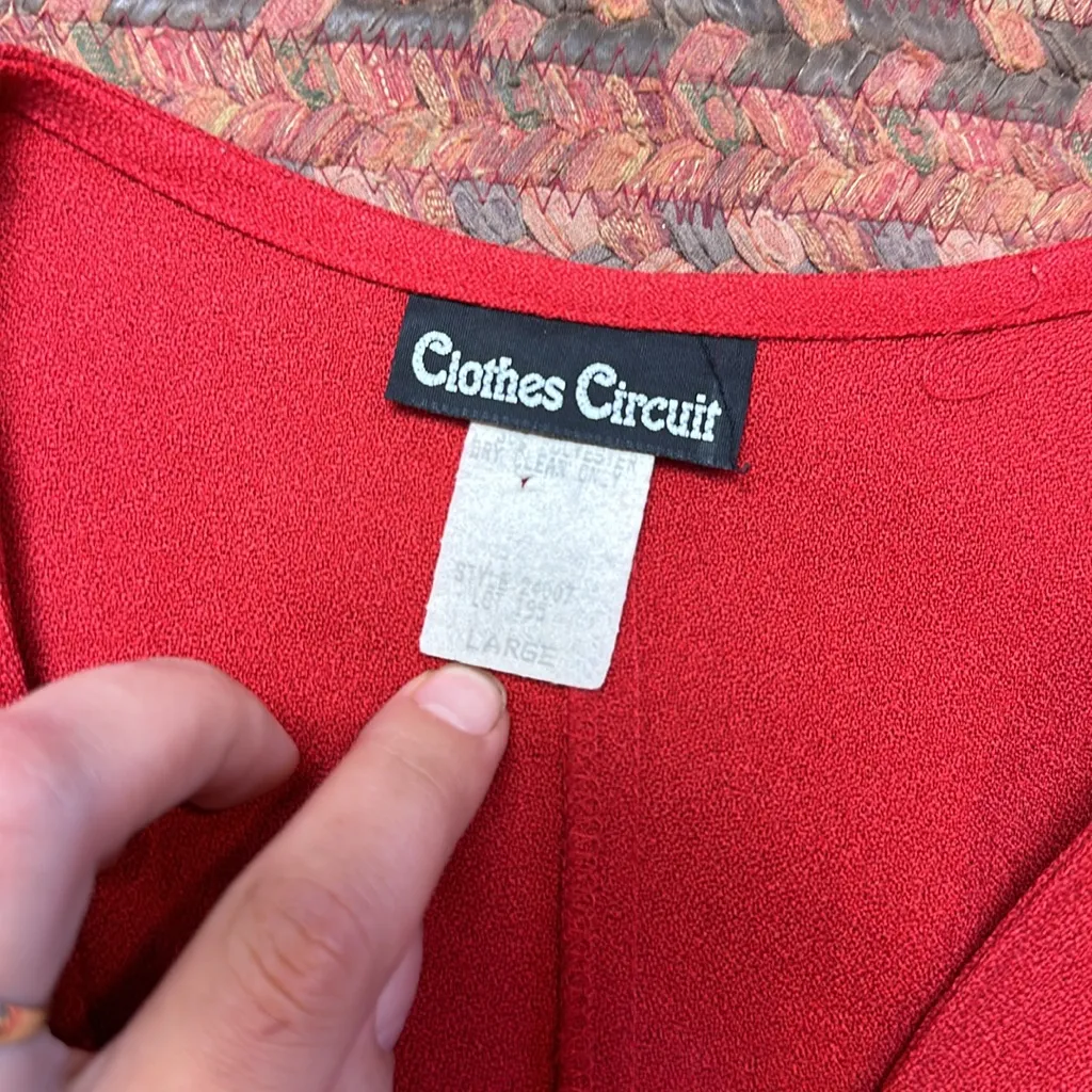 VTG RED WOOL GOLD BUTTON LONG VEST SLEEVELESS BLOUSE Size L - Image 5