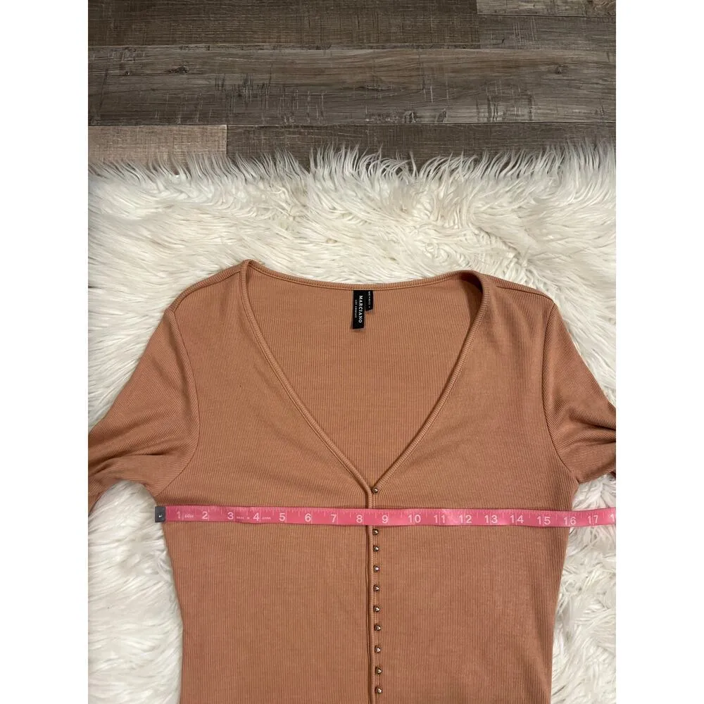 Marciano stretch ribbed buttery soft thong bodysuit L - Image 4