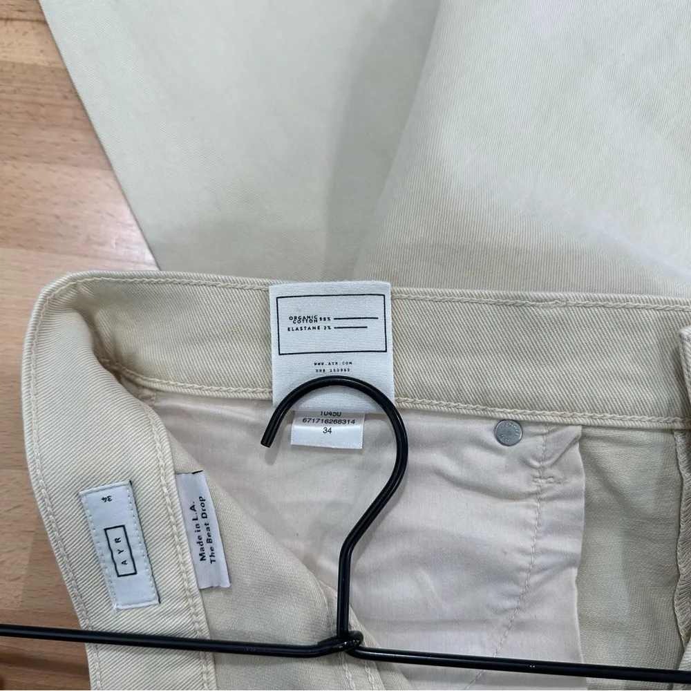 AYR The Beat Drop Jeans Barrel Leg in Straw Hat Cream Tan 34 Minimalist Preppy - Image 9