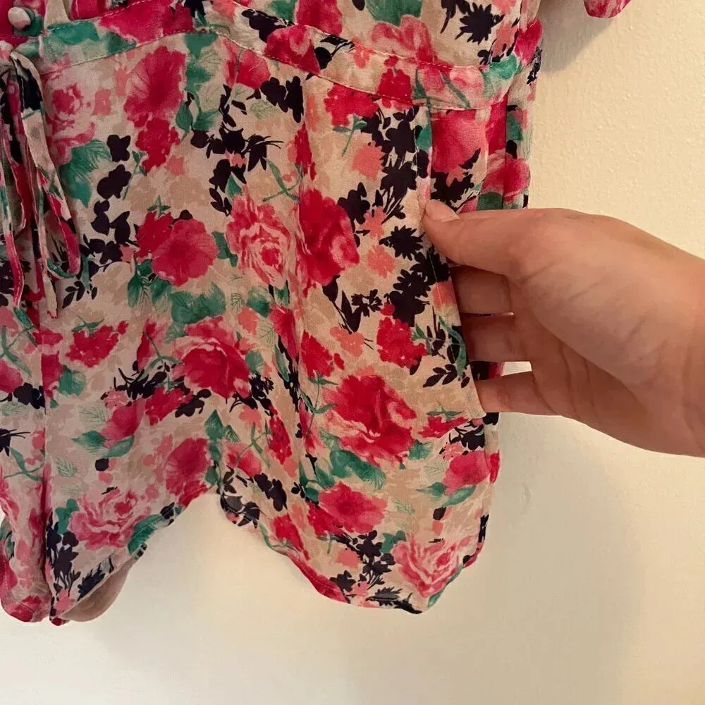 Joie Floral Silk Romper - Image 9
