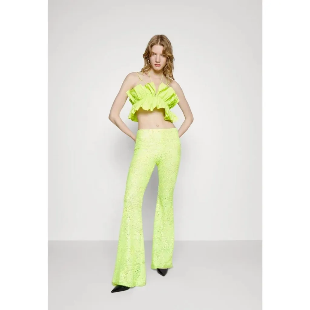 AKNVAS Womens Jordyn Ruffle Top Acid 4 New Cropped Cami Tank Green - Image 13