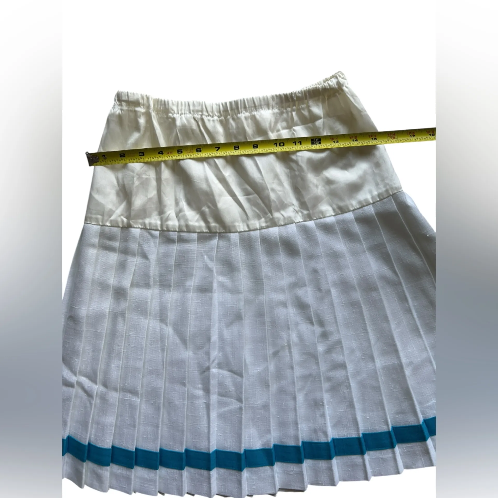 NWOT Vintage 90s White & Blue Pleated Cheer/Tennis Skirt Size 4P - Image 8