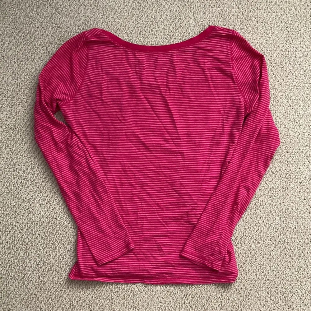 Old Navy Pink Striped Long Sleeve Scoop Neck T-Shirt 100% Cotton Soft Small GUC - Image 5