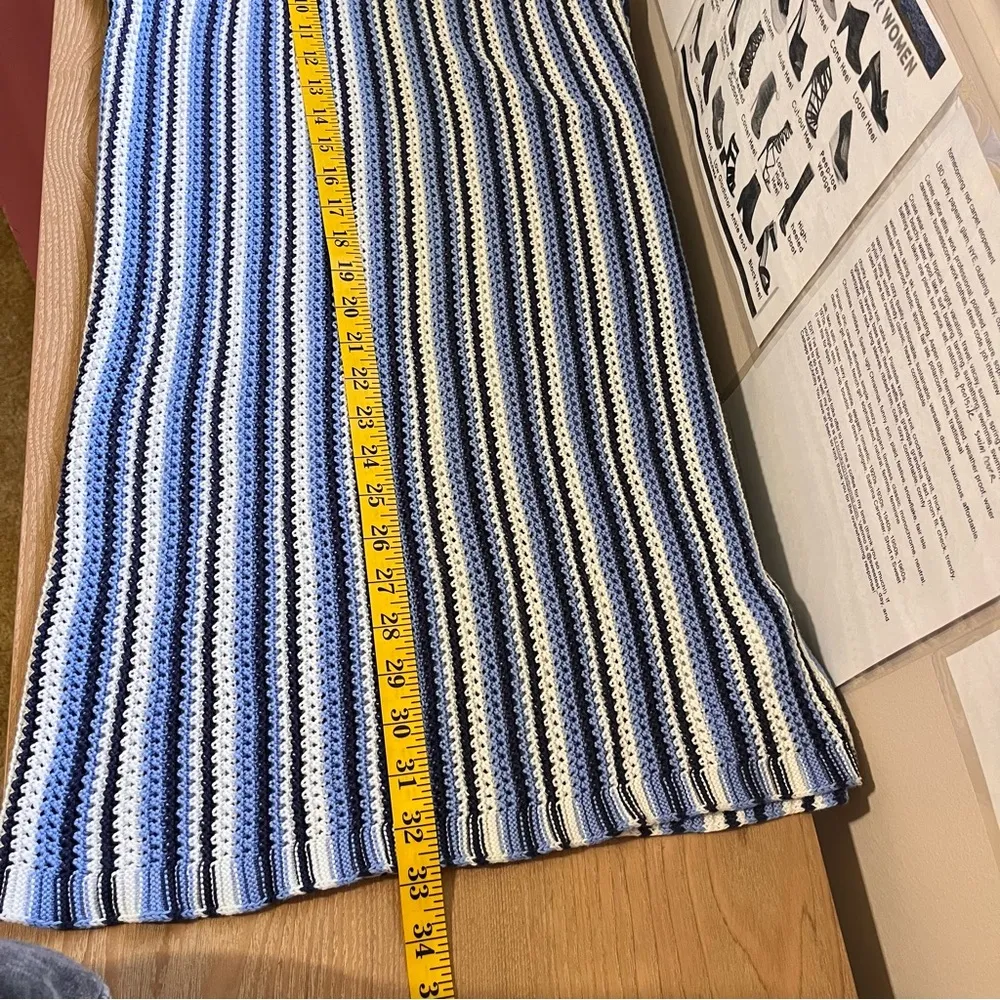 C & C California Blue White Crochet Halter Style‎ Swim Cover Up Mini Dress Beach - Image 7