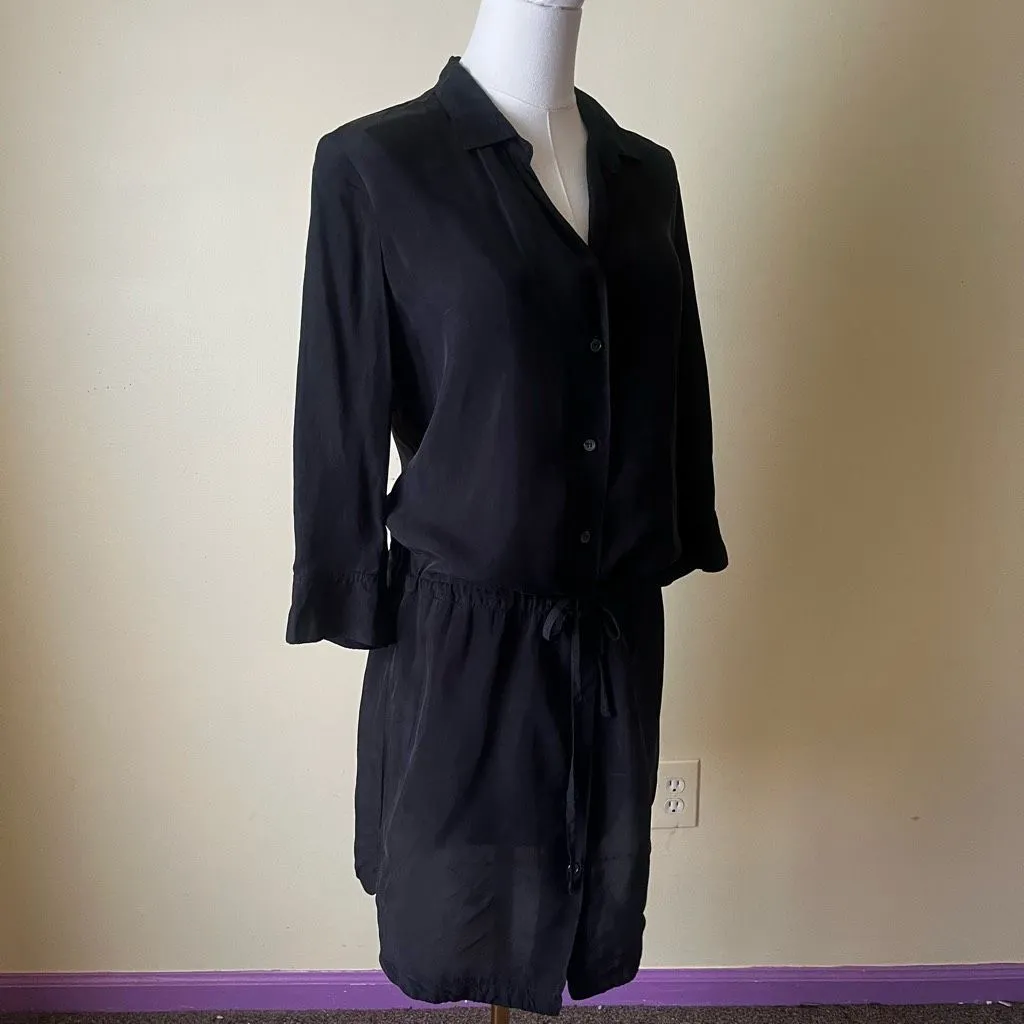 James‎ Perse Black Button Front Shirt Dress with Drawstring Waist Size 1 (Small) - Image 7