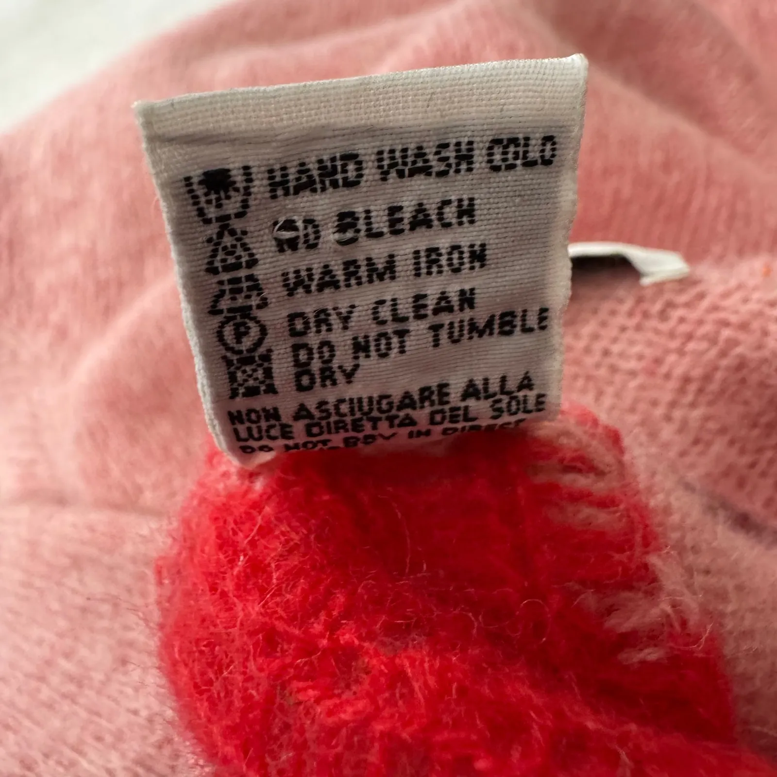 United Colors of Benetton Pink Shetland Wool Novelty Fair Isle Sweater Size M - Image 2