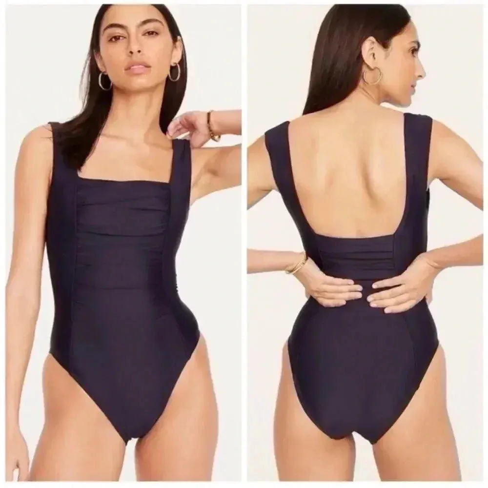 J Crew Plus Size Ruched squareneck one piece Swimsuit in Navy Blue Size 24 NWT - Image 2
