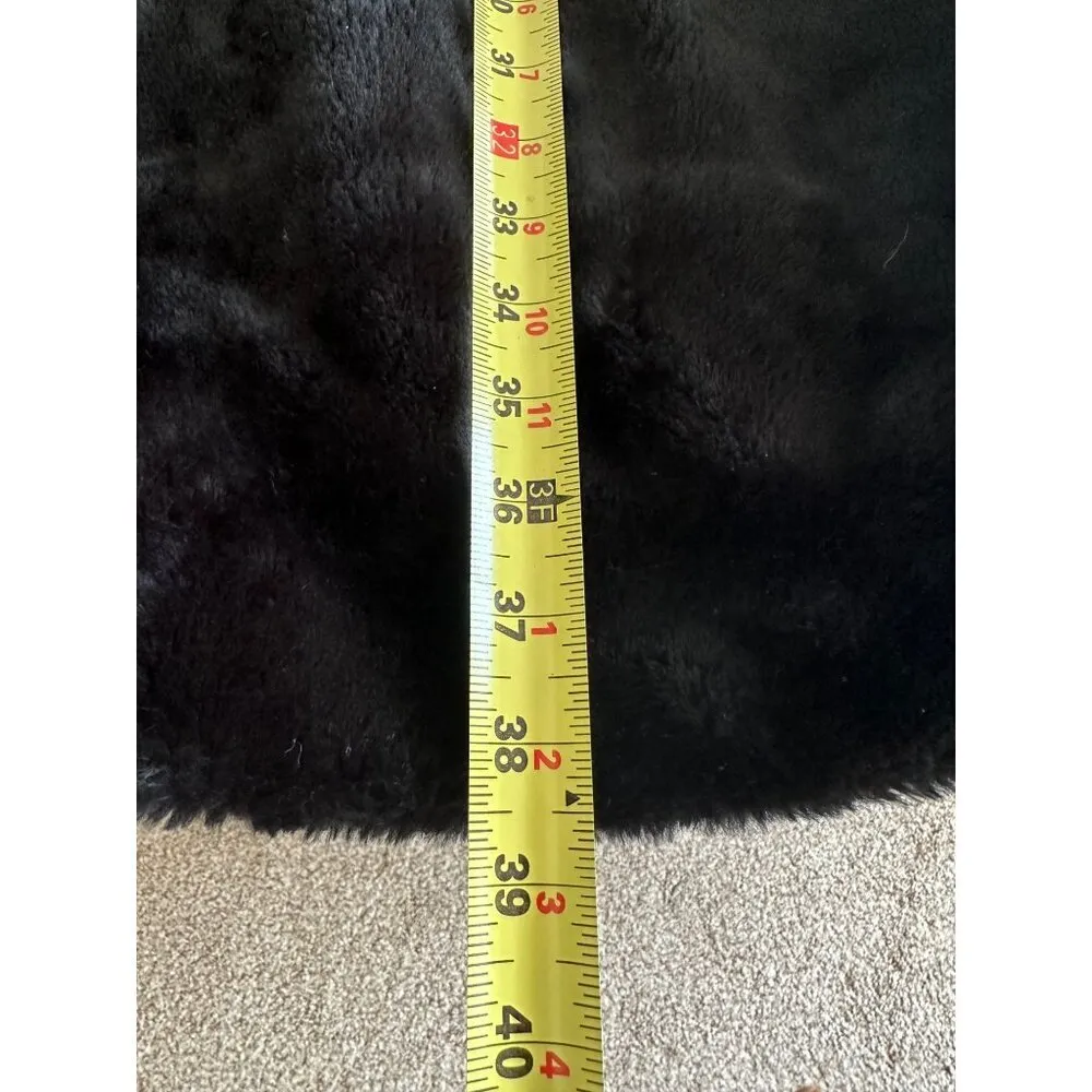 Scandinavian Faux Fur Coat Oversized Grey Striped Fox Mob wife Trim Sz 1X 90s Black - Image 12