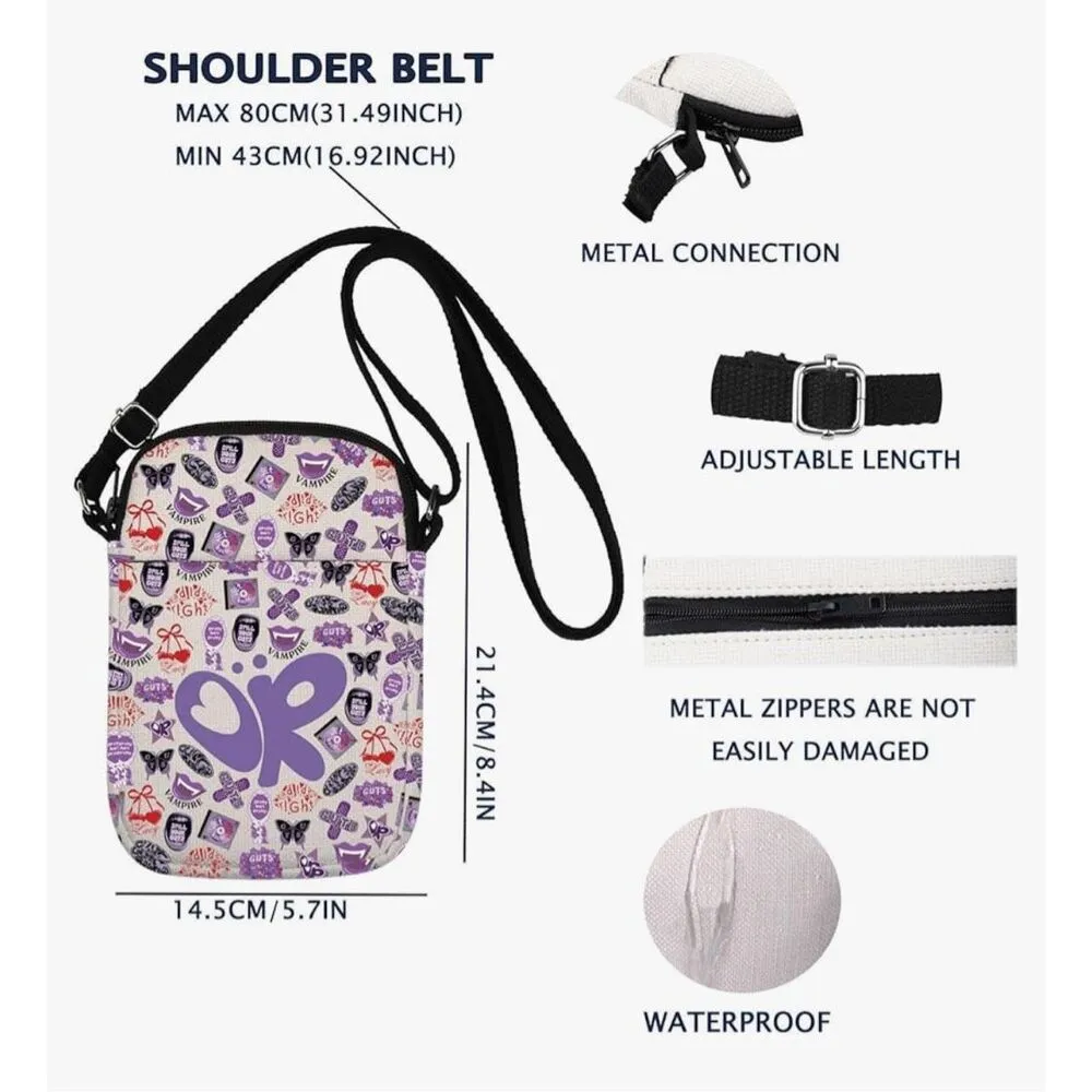 NEW~ Crossbody Bag Singer Musical Bag Back to Back Song Lyrics Concert - Image 3