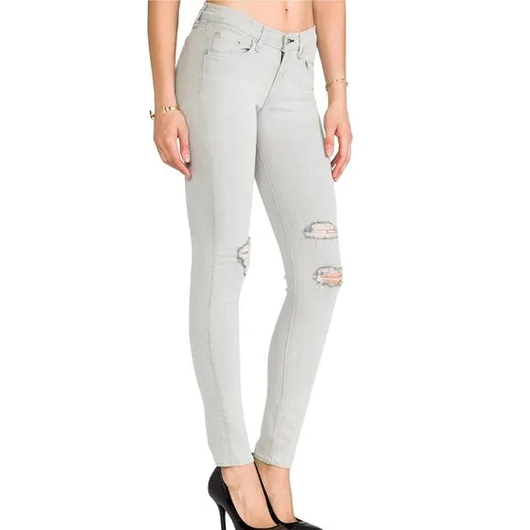 Rag & Bone The Skinny in‎ Surrey Gray with Holes Raw Hem Size 25 - Image 2