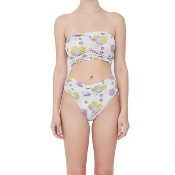 New! Set! Beth Richards Delrey Bikini Top and bottom, 70’s floral bikini, M Purple Size M - Image 5