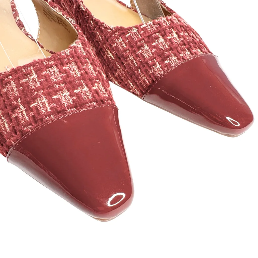 KENSIE PIPER TWEED BURGUNDY POINTY TOE SLING BACK FLATS SZ 9.5 - Image 3