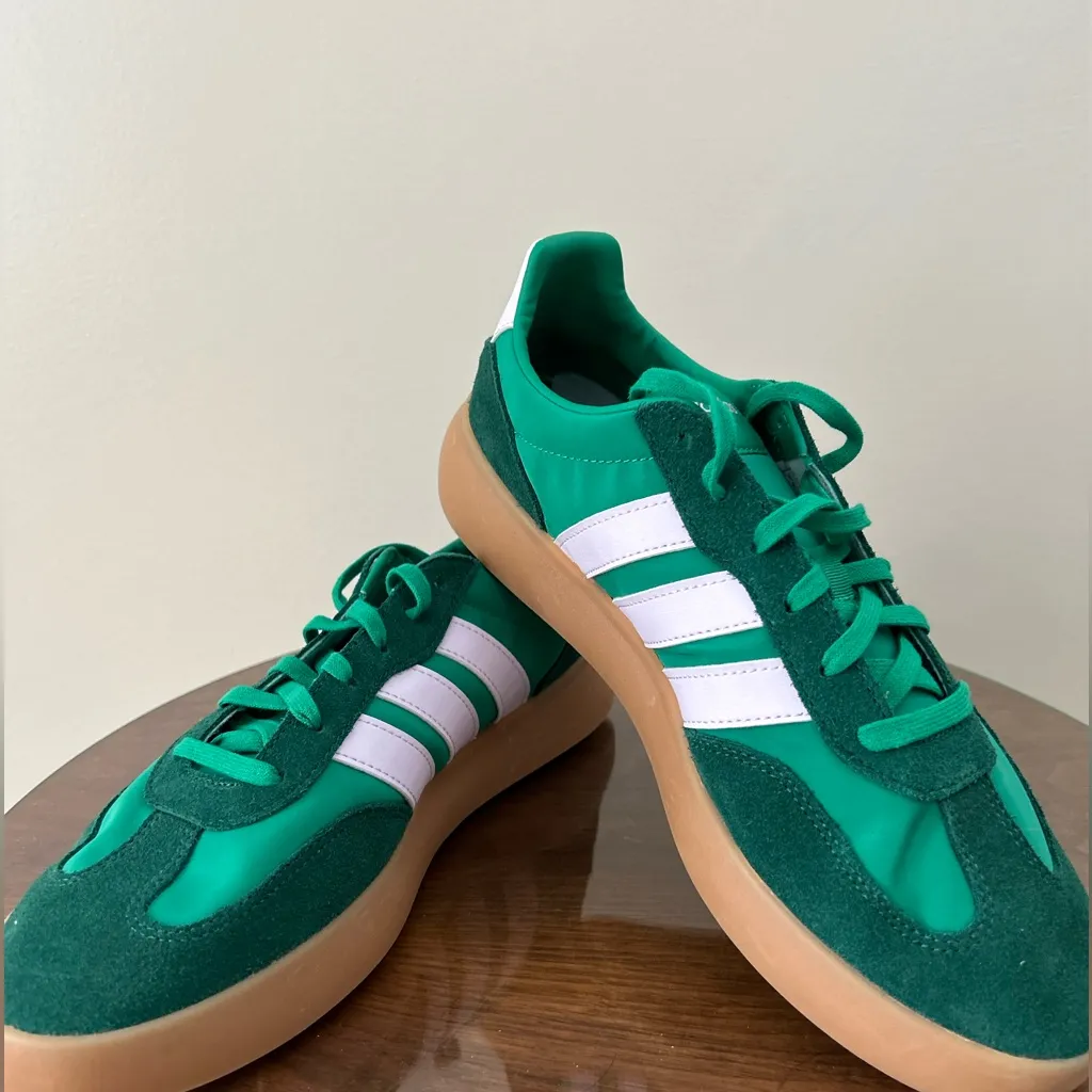 Adidas Forest Green and White Trainers - Image 2